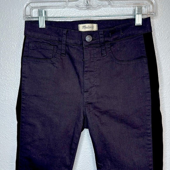 Madewell Women's 9" High Rise Black Skinny Velvet Tuxedo Stripe Pants Size 27 - Picture 2 of 7